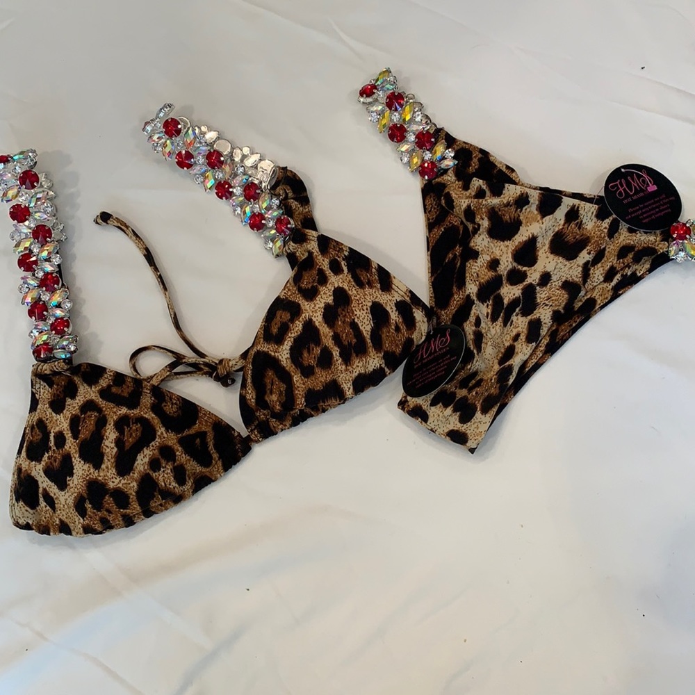 Leopard Bedazzled Bikini Set
